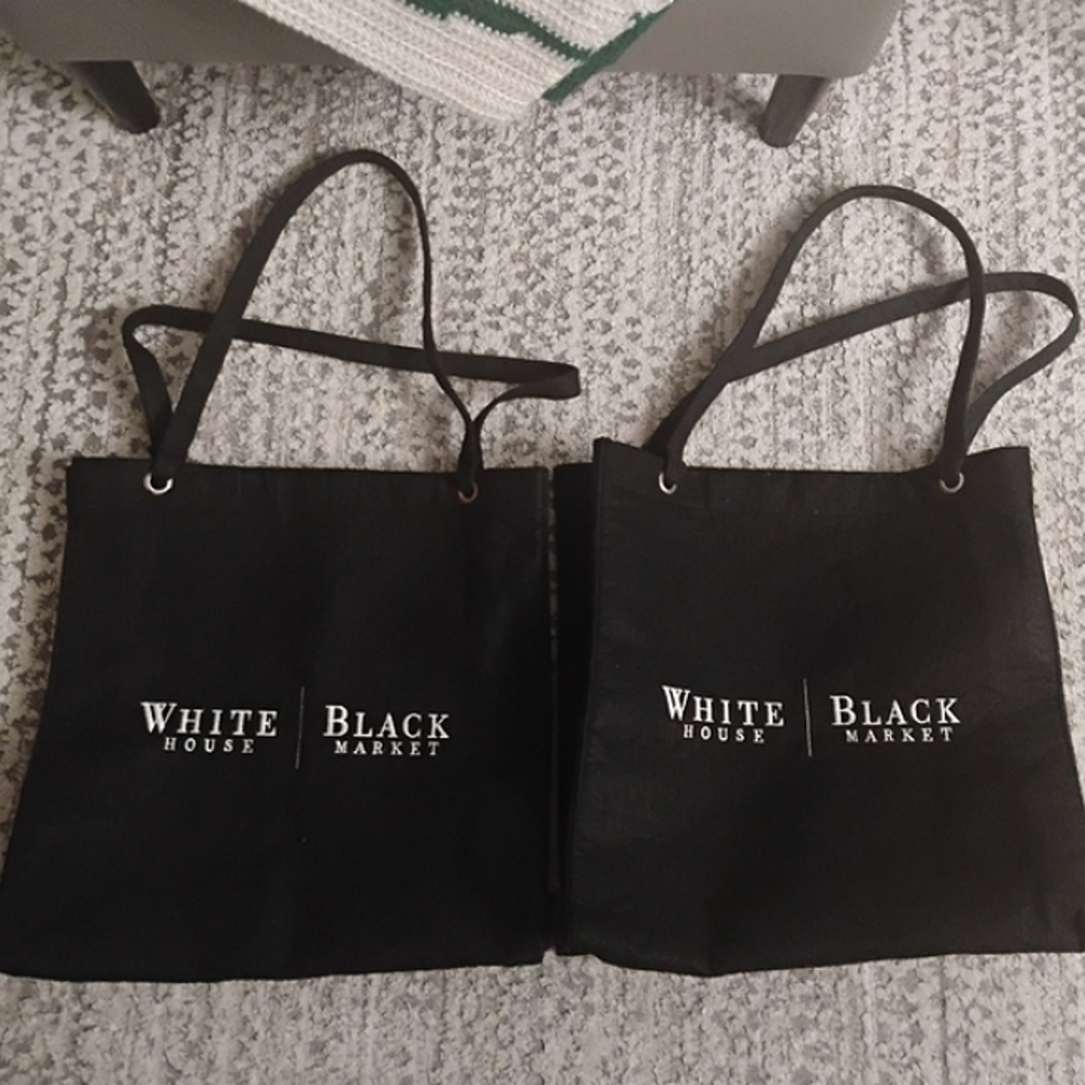 White House Black Market Black Tote Shopping Bags, Set Of 2 - Picture 7 of 7